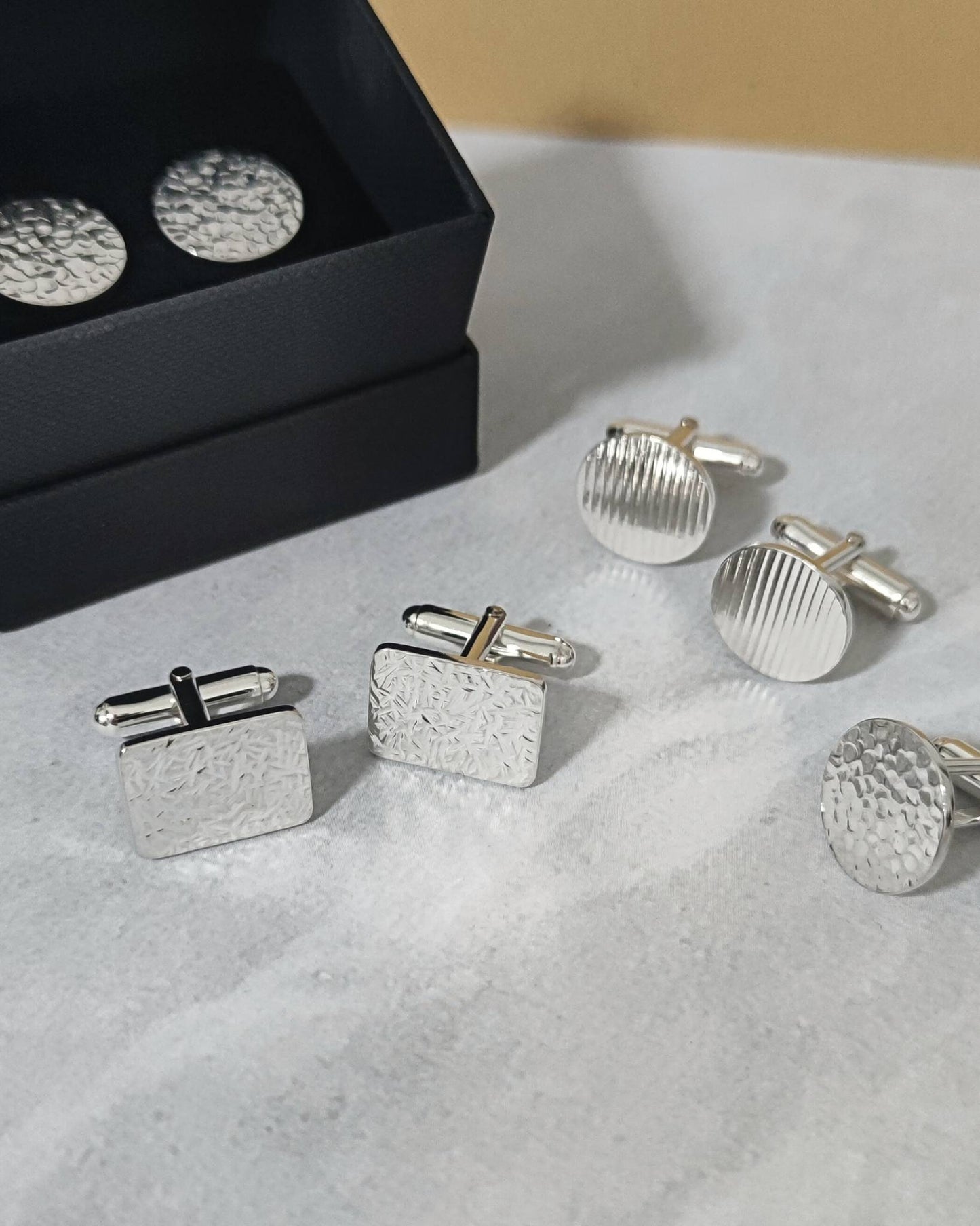 artisan sterling silver textured cufflinks by aurelium nz