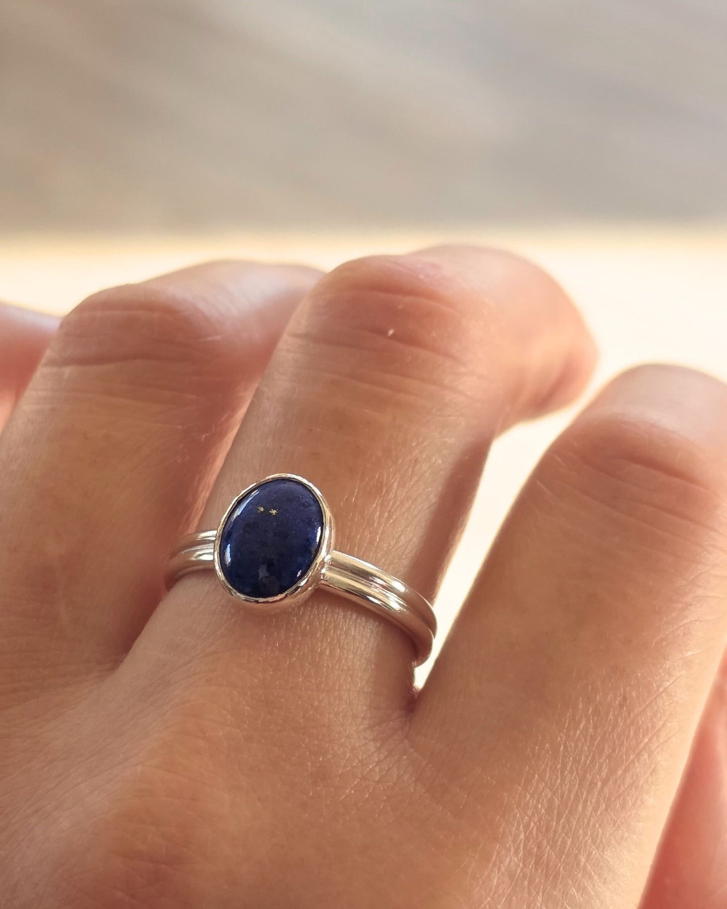 lapis lazuli bezel set ring