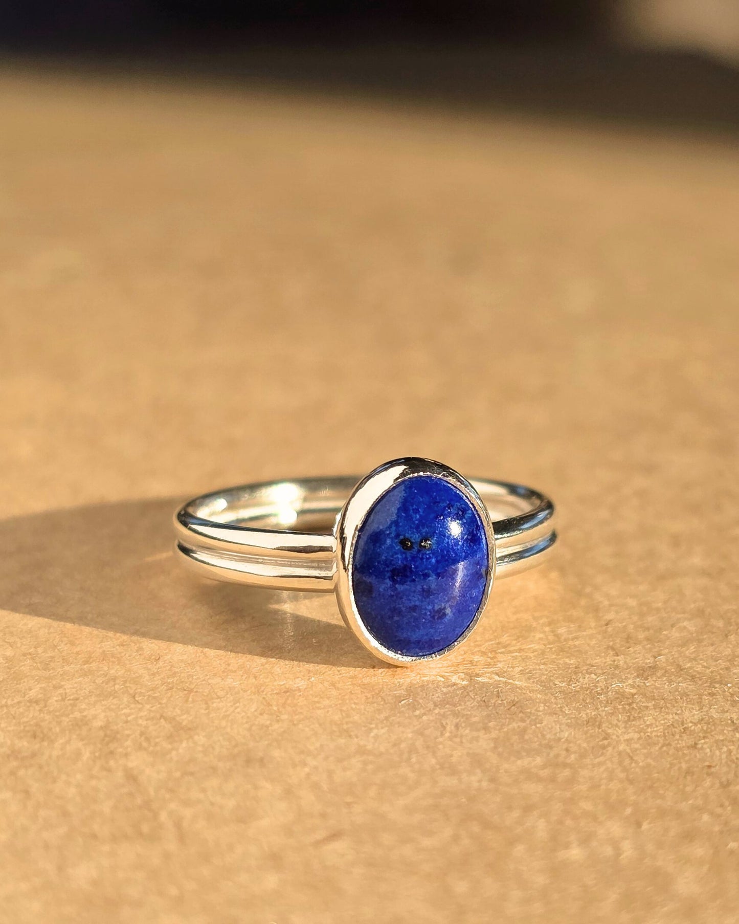 lapis lazuli deep blue gemstone ring