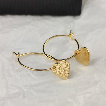 minimalist gold sweetheart textured earrings