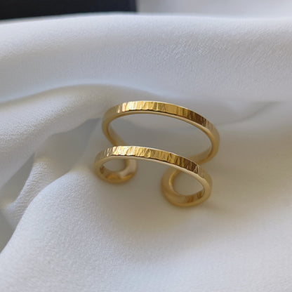 handmade minimalist gold wrap ring with hammered texture