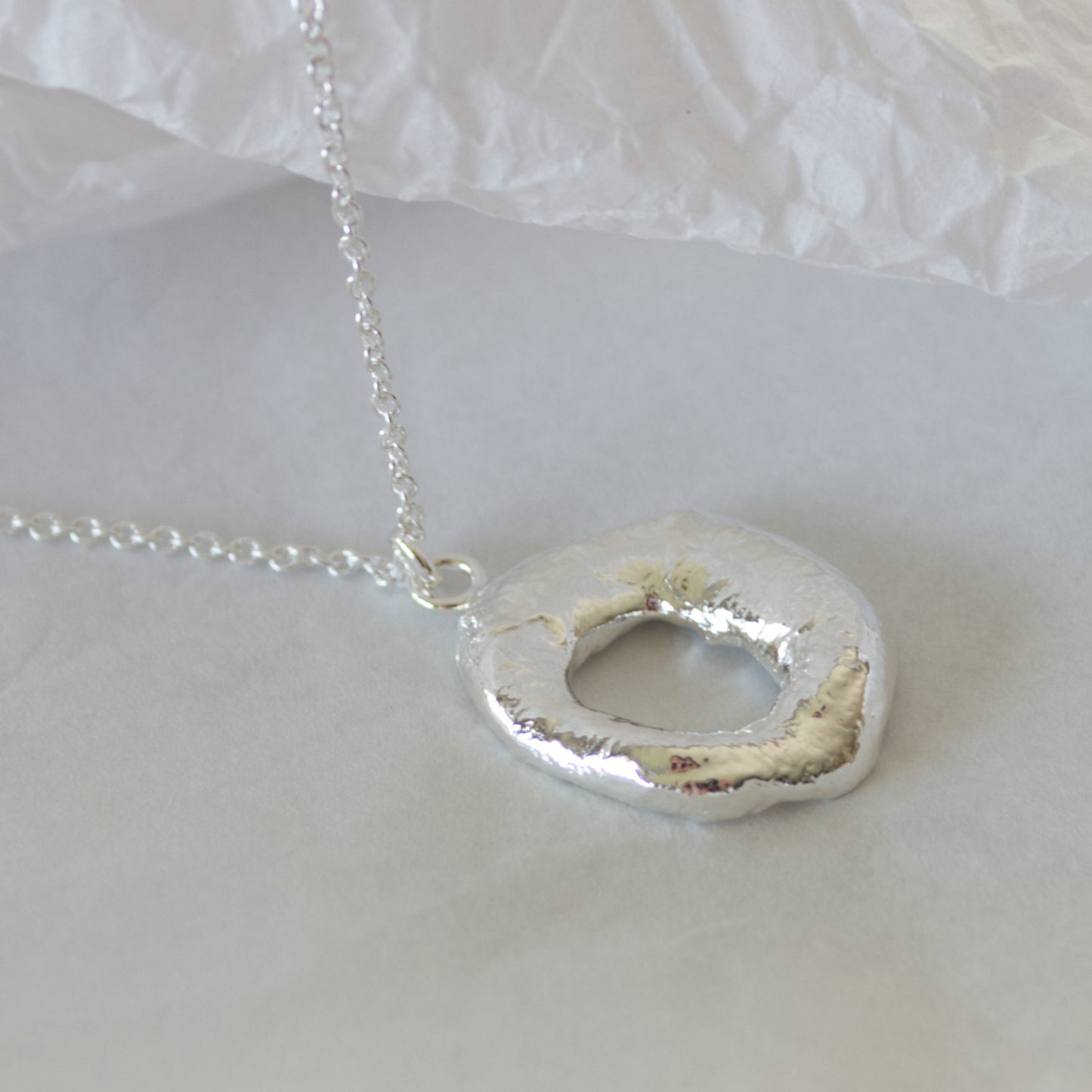 handmade molten silver loop necklace by aurelium