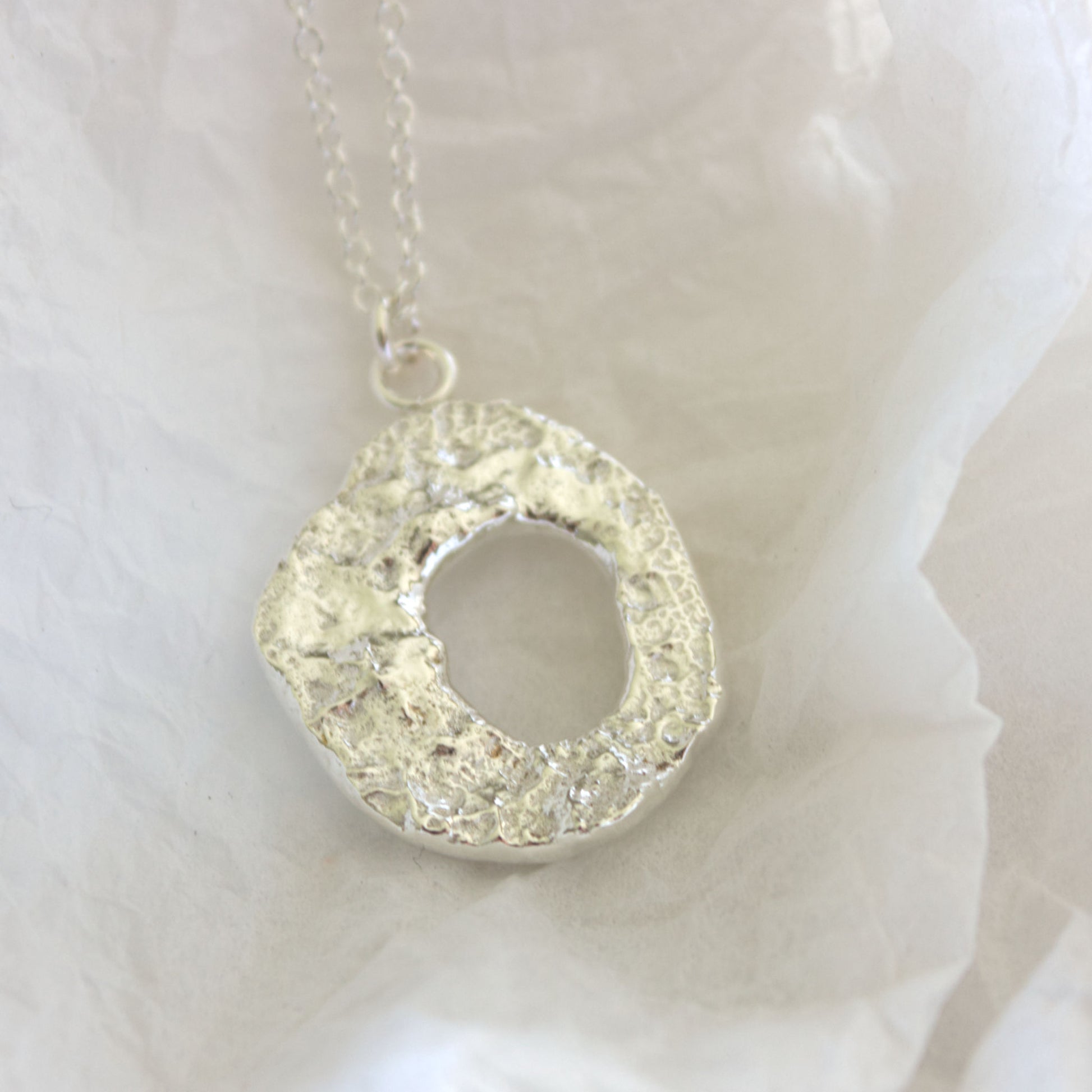 organic silver molten loop necklace by aurelium