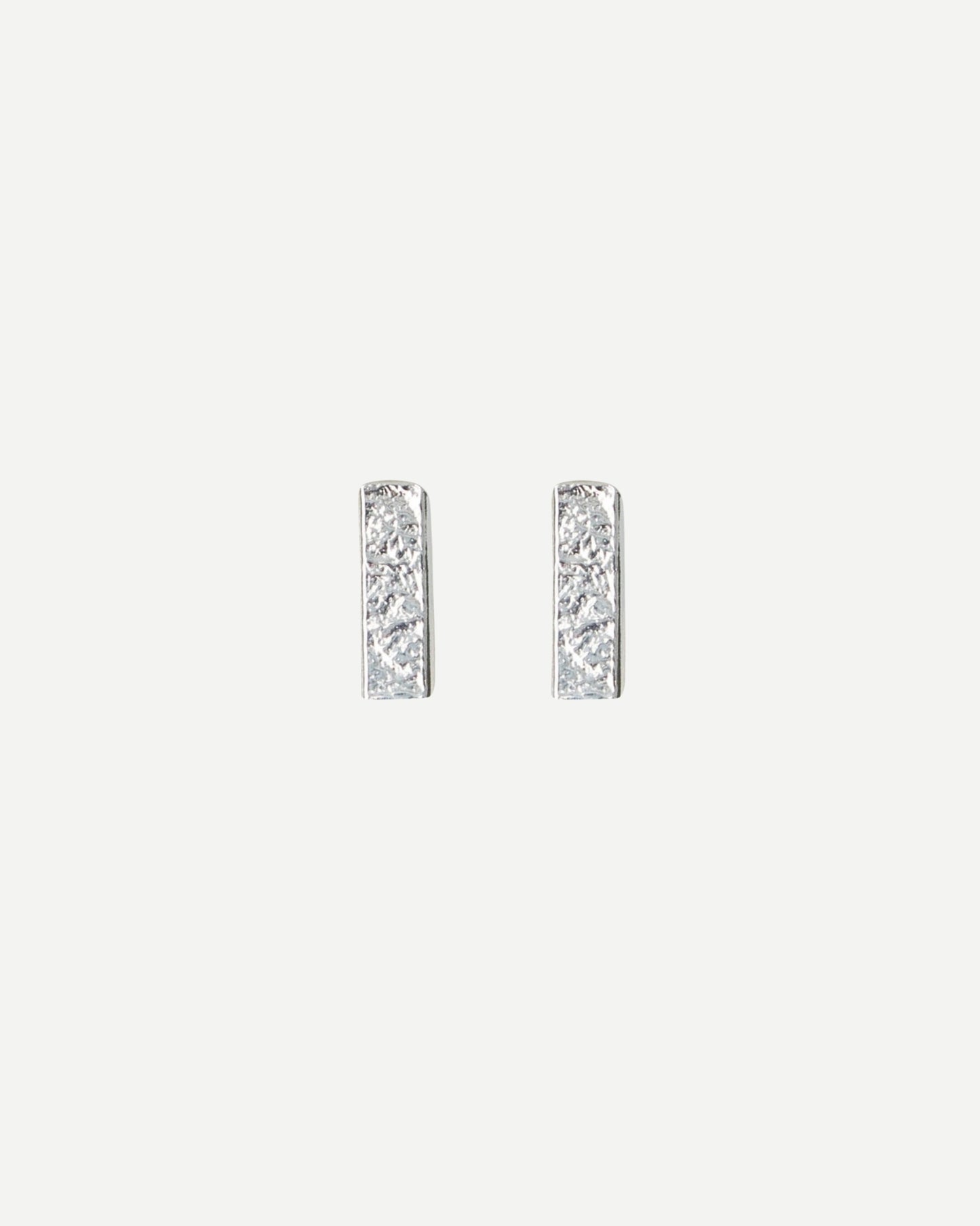 minimalist textured sterling silver mini bar earrings handmade by aurelium nz