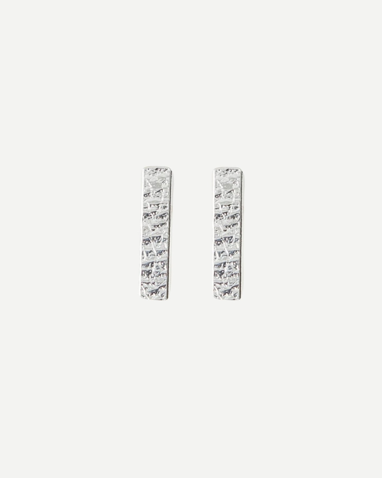 minimalist textured silver bar earrings handmade in nz