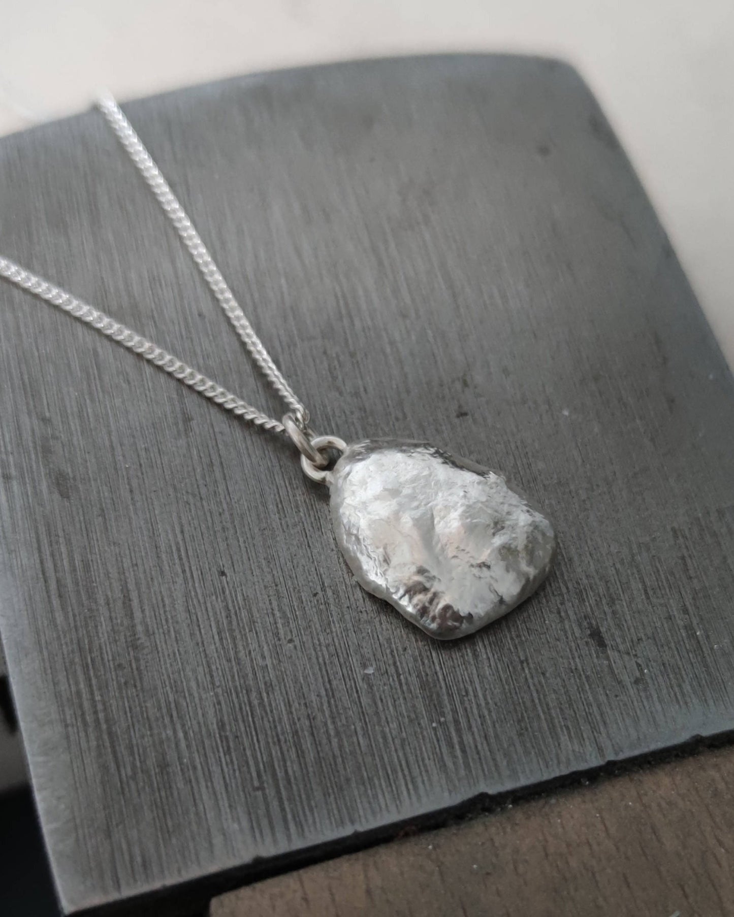 unique textured freeform pendant in sterling silver