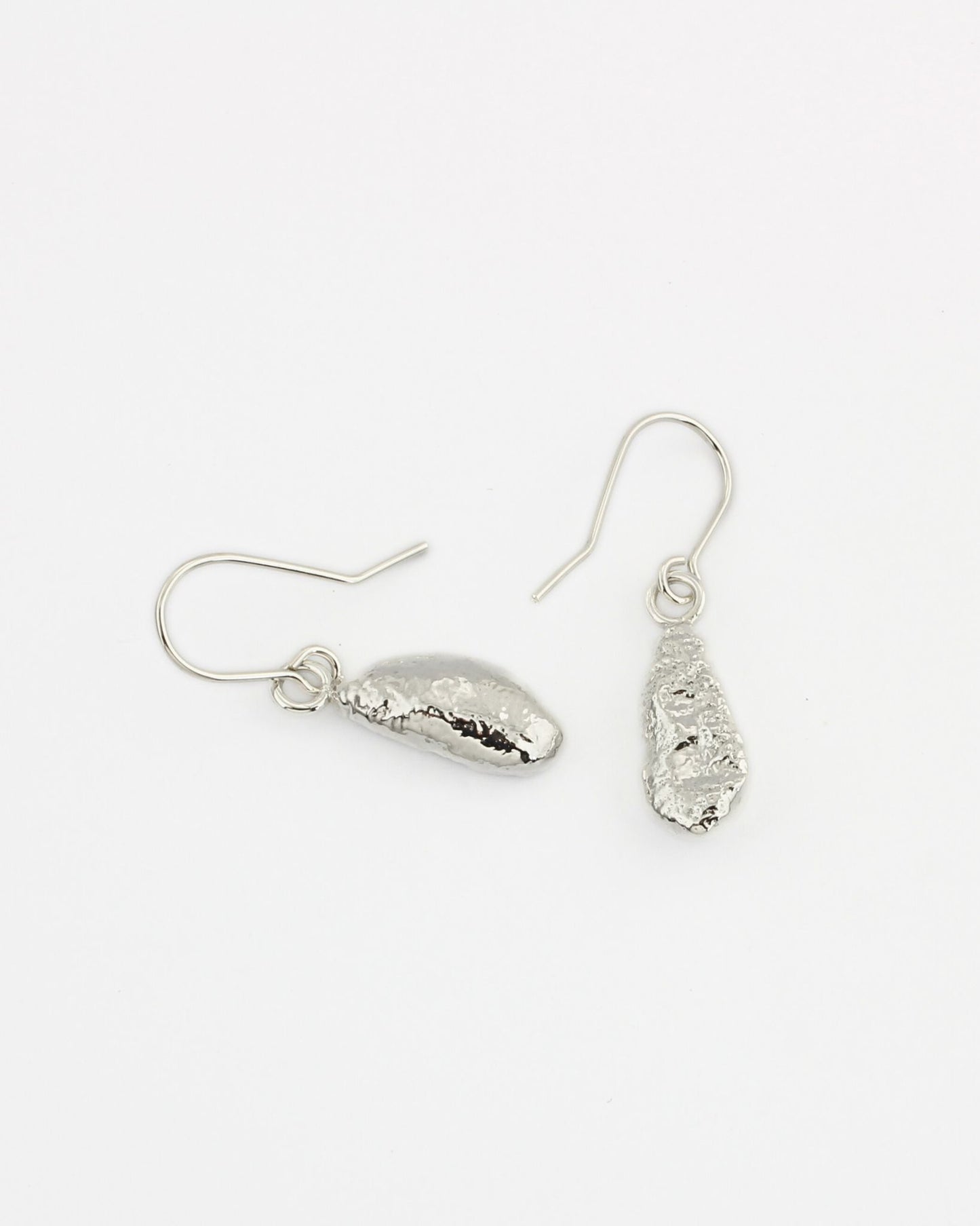 organic molten sterling silver droplet earrings by aurelium nz