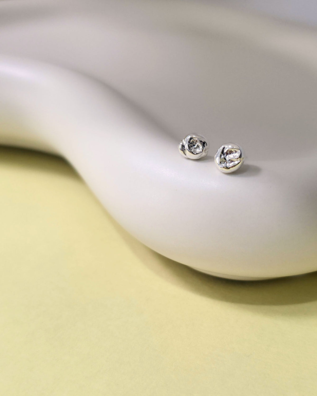 Mini Molten Stud Earrings | Silver