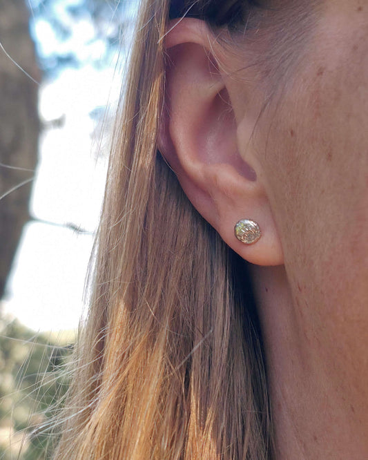 Mini Molten Nugget Stud Earrings | Silver