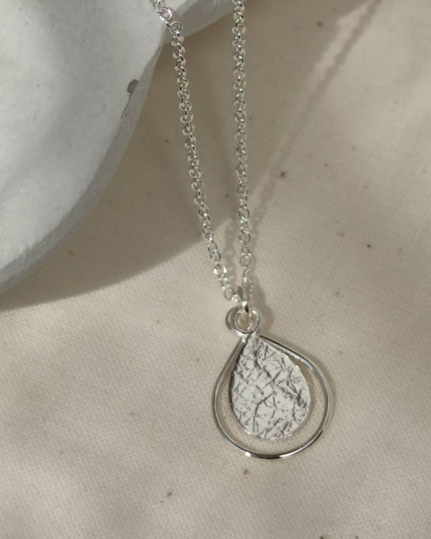 elegant textured sterling silver dewdrop necklace by aurelium nz