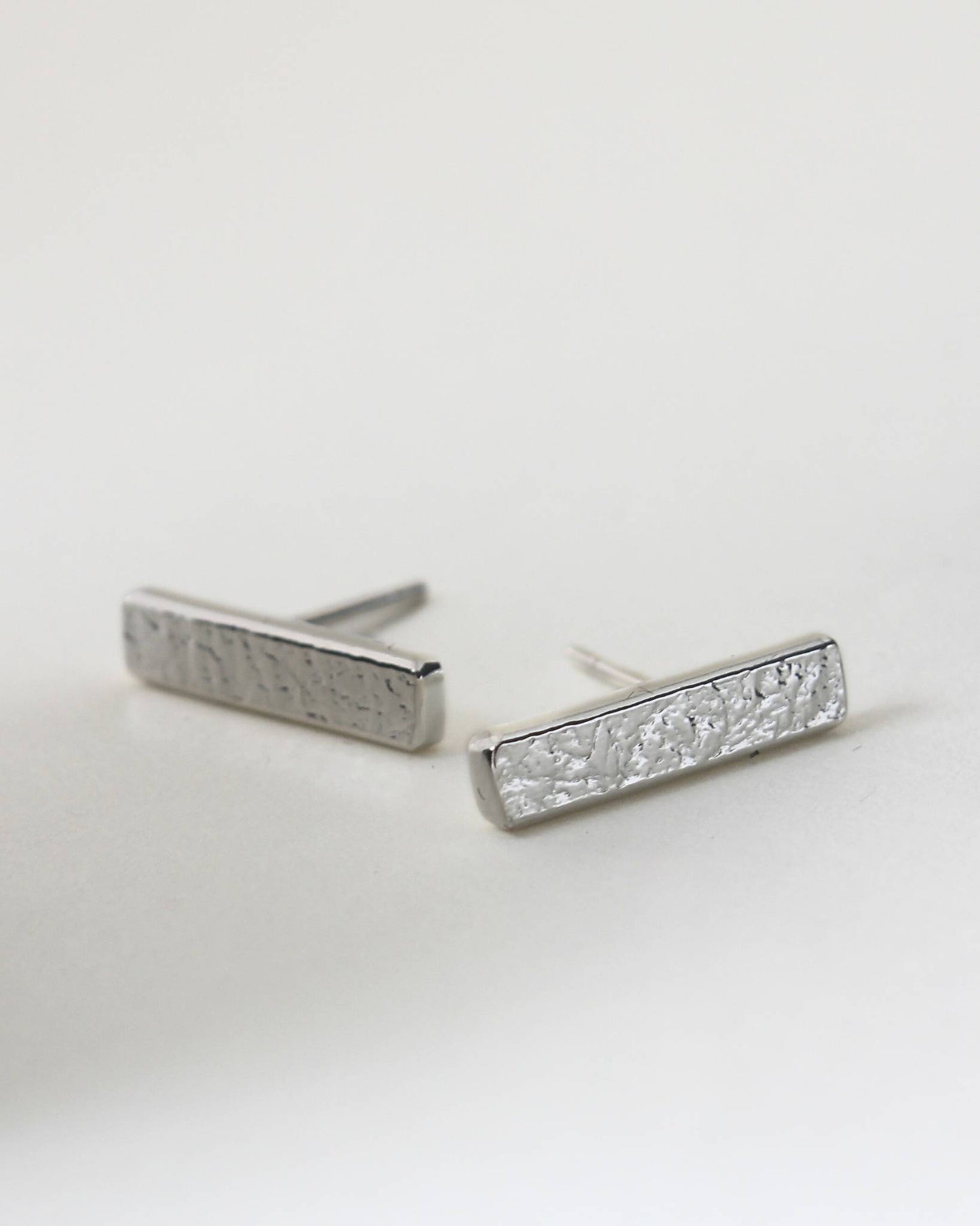 timeless textured sterling silver bar studs by aurelium nz