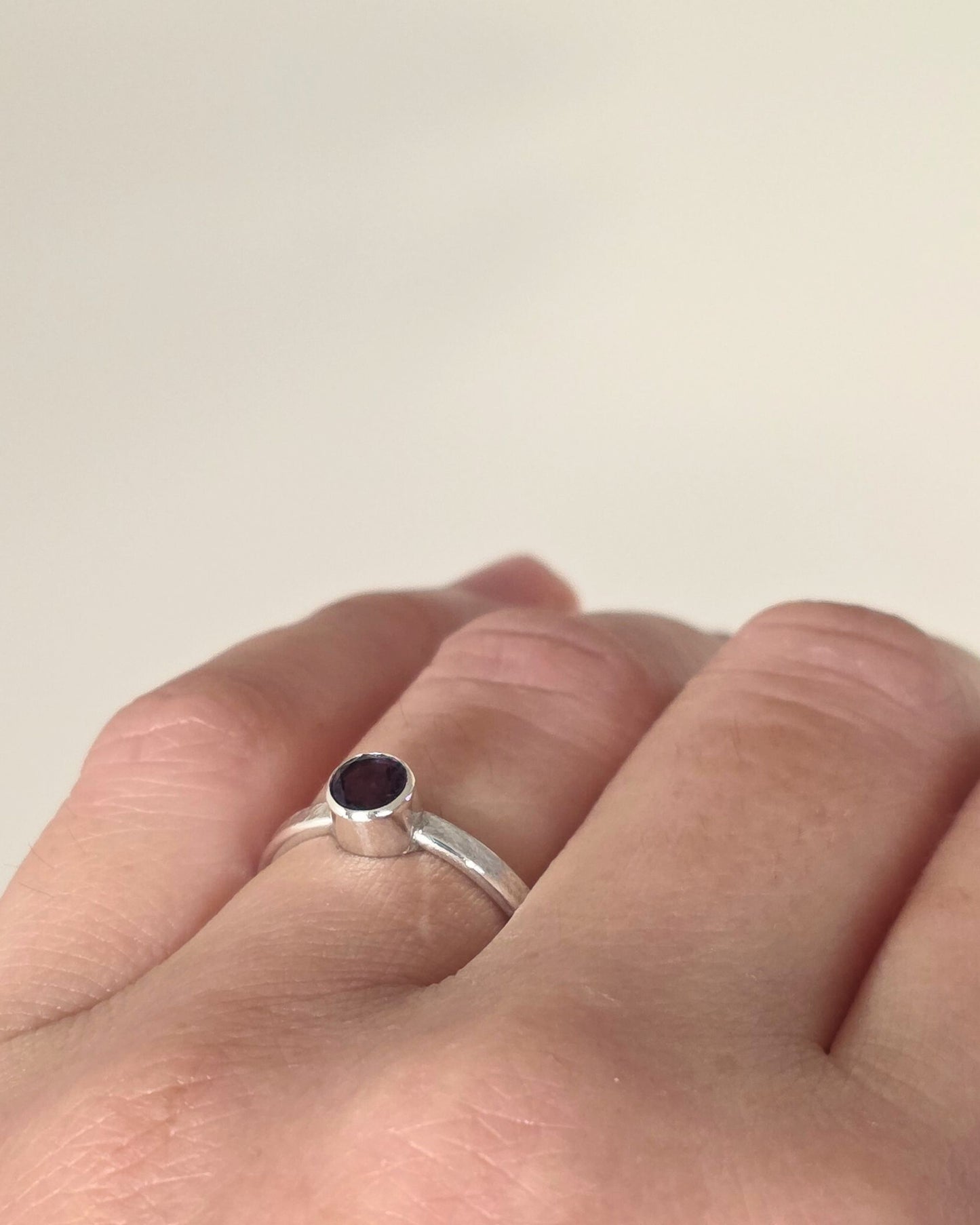 handcrafted sterling silver amethyst textured ring by aurelium nz
