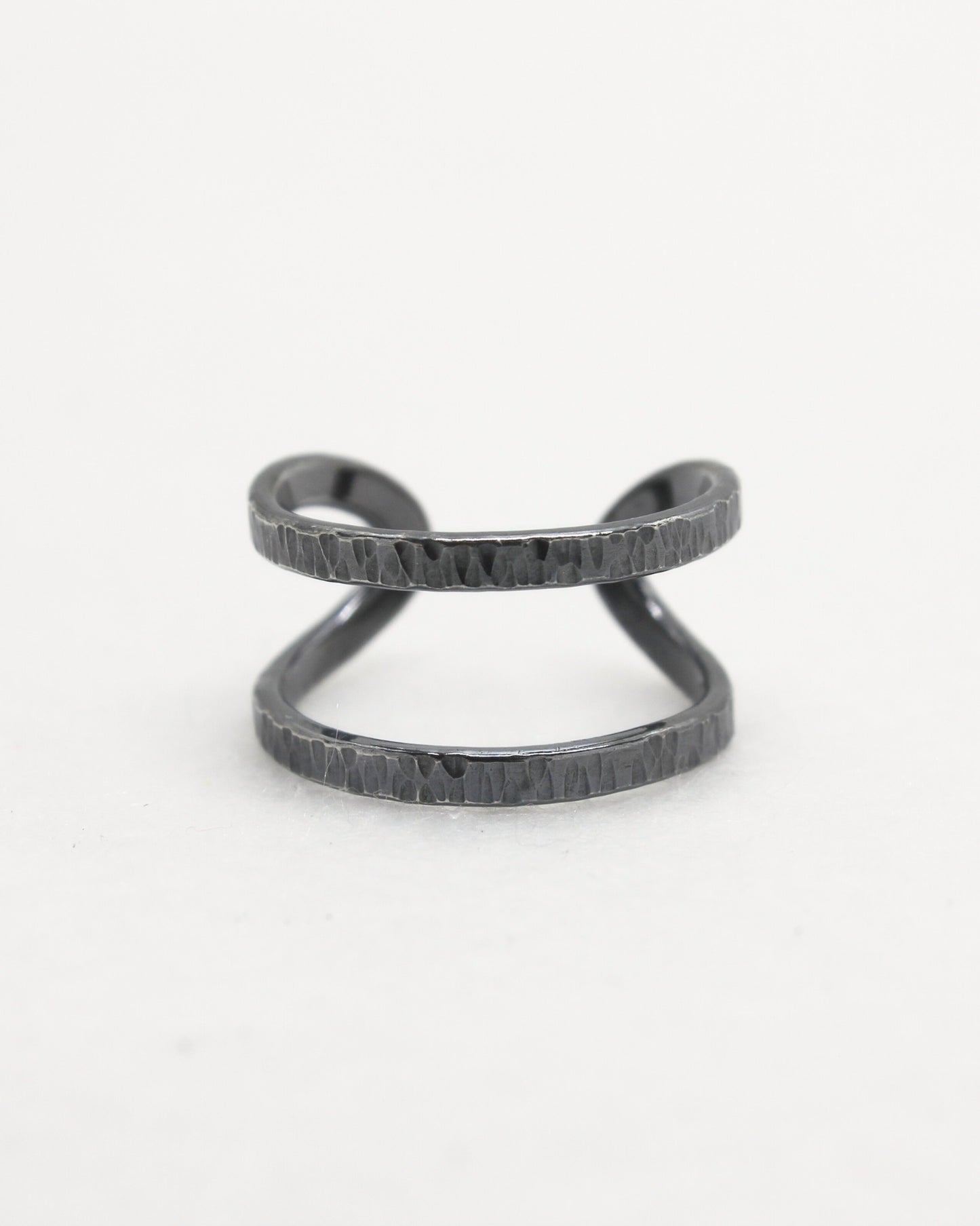 hammered adjustable oxidised sterling silver wrap ring by aurelium nz