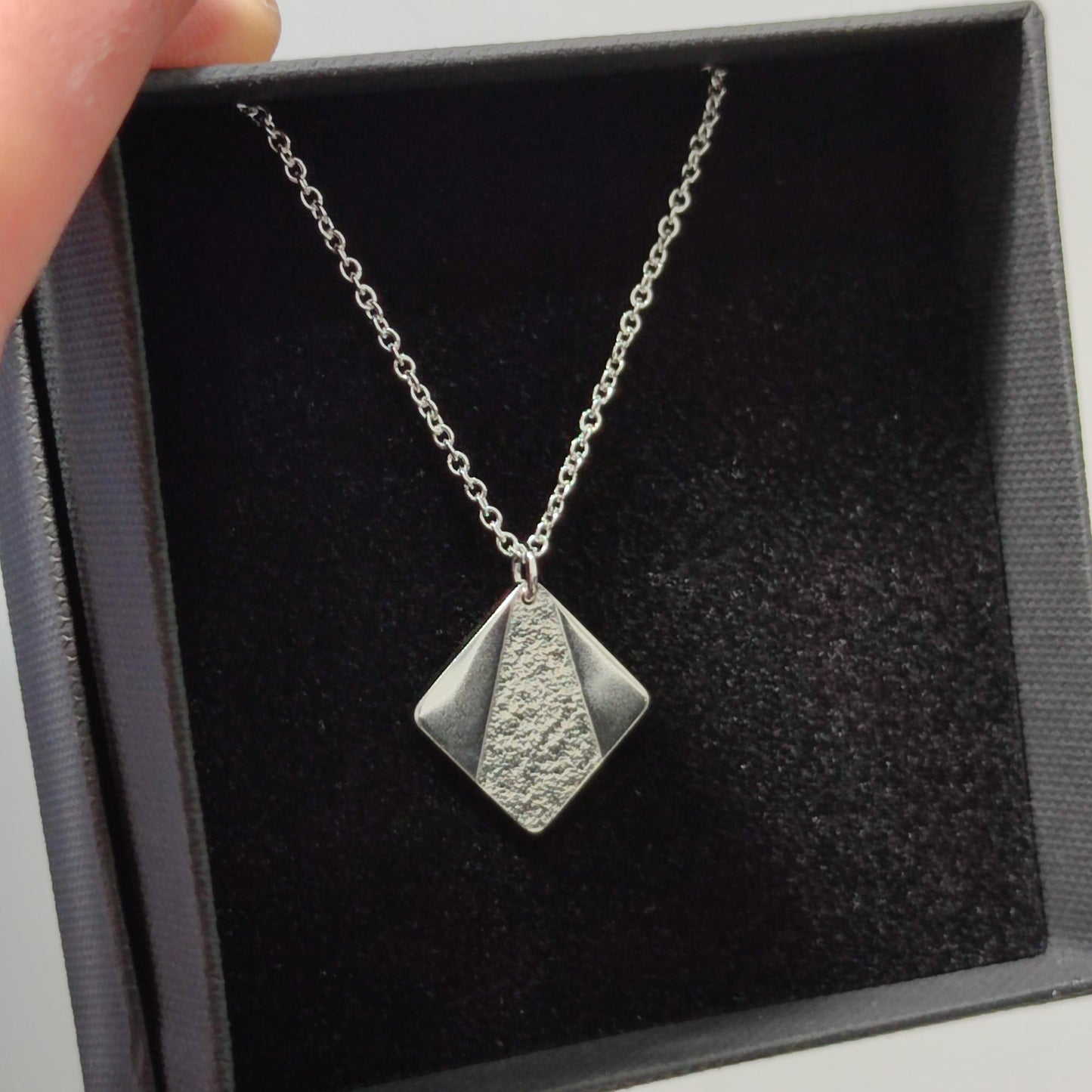 handmade square pendant necklace in black gift box