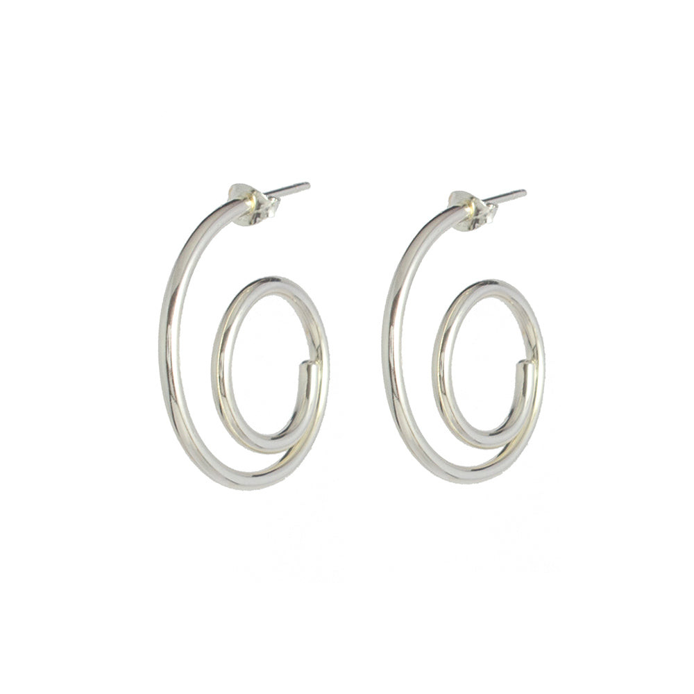 Silver spiral store hoop earrings