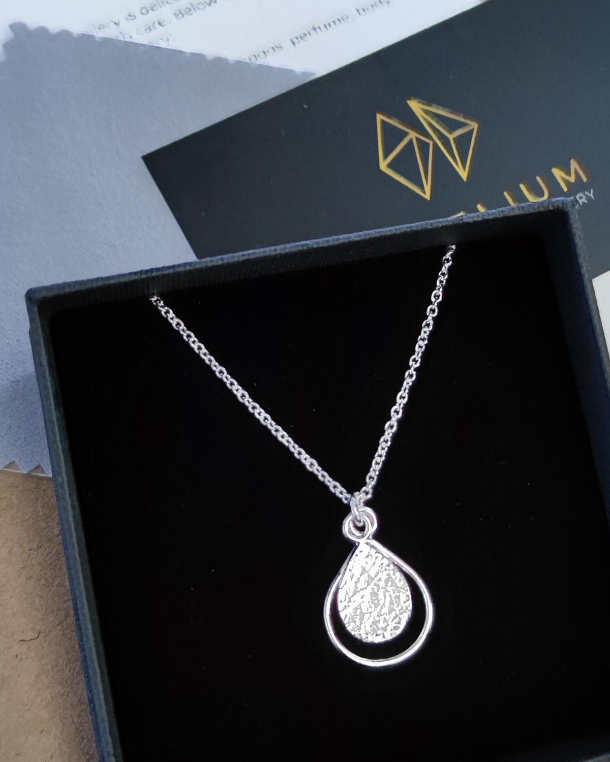 sterling silver artisan dewdrop necklace in aurelium jewellery gift box