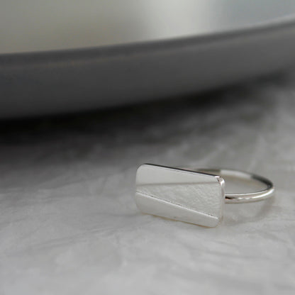 unique handmade angle ring with textured surface