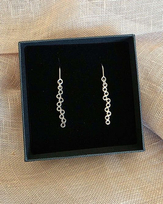 artisan sterling silver circle pipeline earrings in aurelium jewellery box