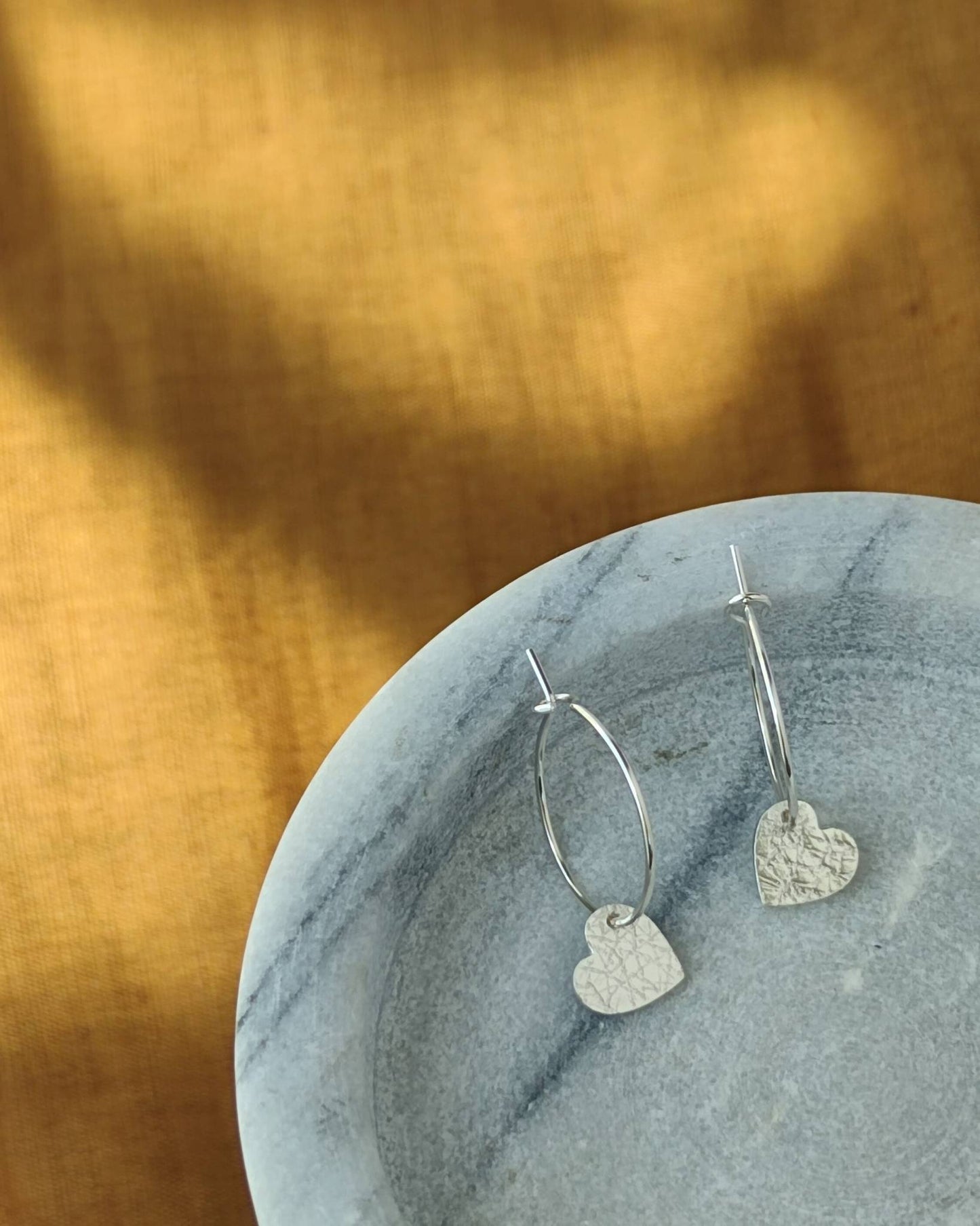 delicate textured sterling silver sweetheart heart earrings handmade in christchurch nz