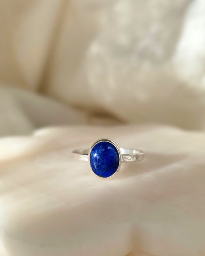 Lapis Lazuli and Sterling Silver Textured Ring