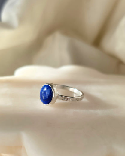 Lapis Lazuli and Sterling Silver Textured Ring