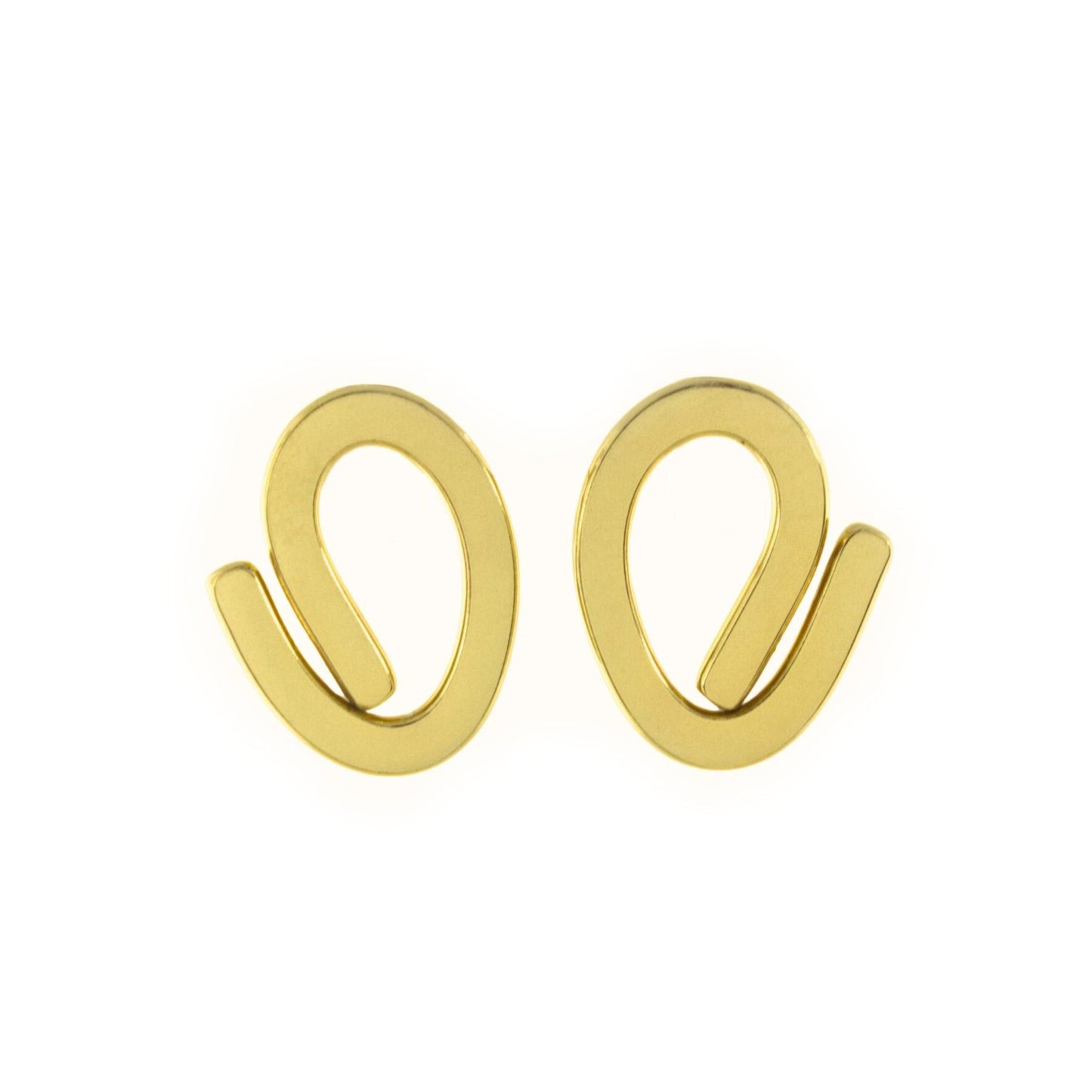 handmade simple polished gold loop earrings