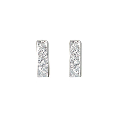 handmade textured silver mini bar stud earrings