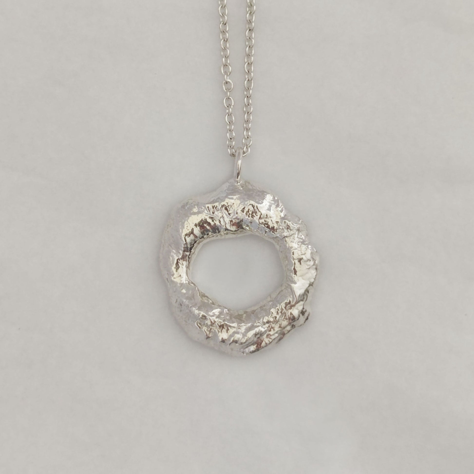organic sterling silver molten loop necklace