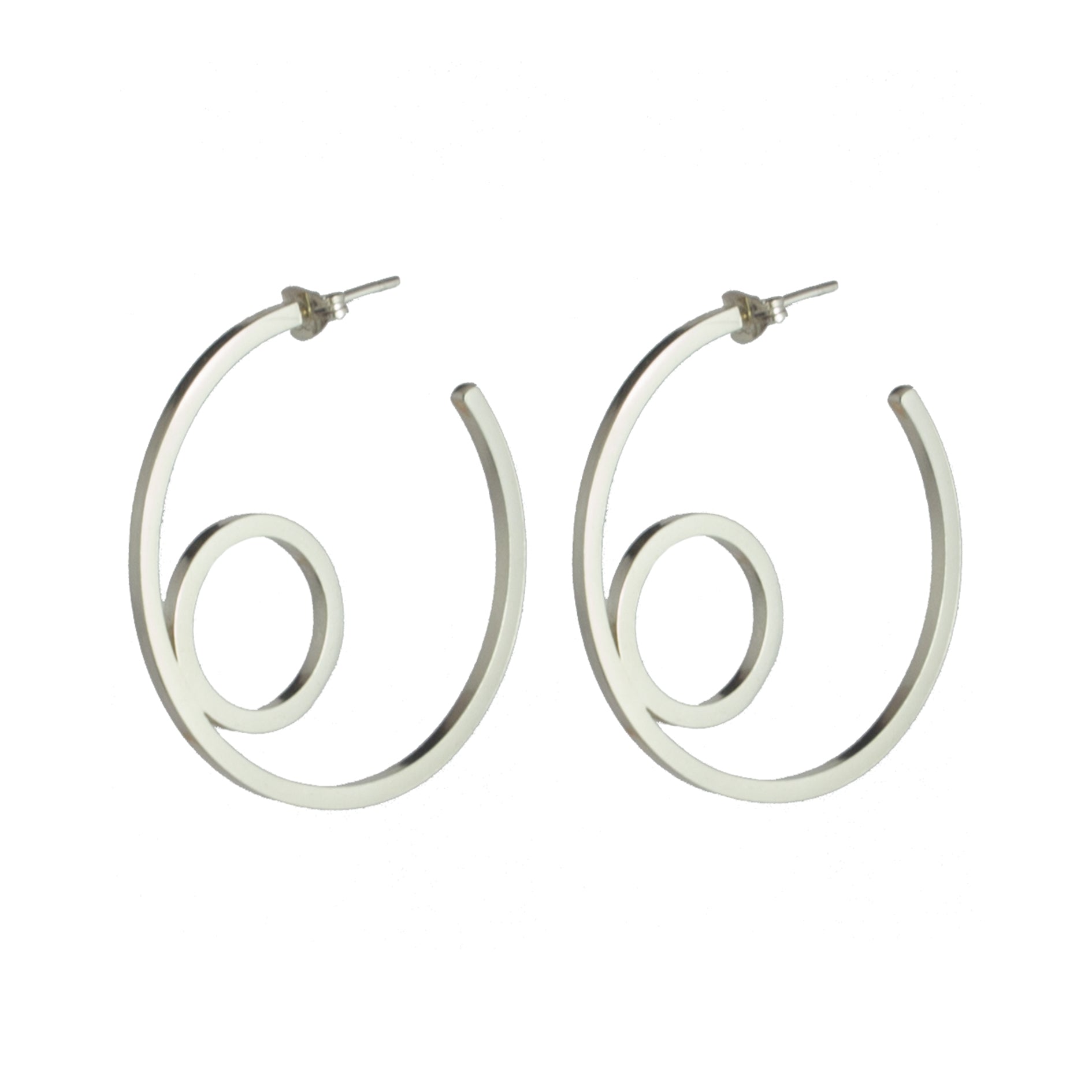 minimalist sterling silver double circle hoop earrings made with square wire