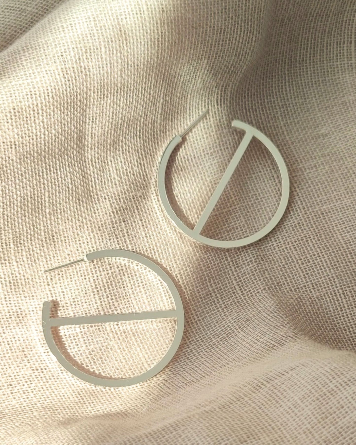 minimalist contemporary silver slice hoops handmade in christchurch nz