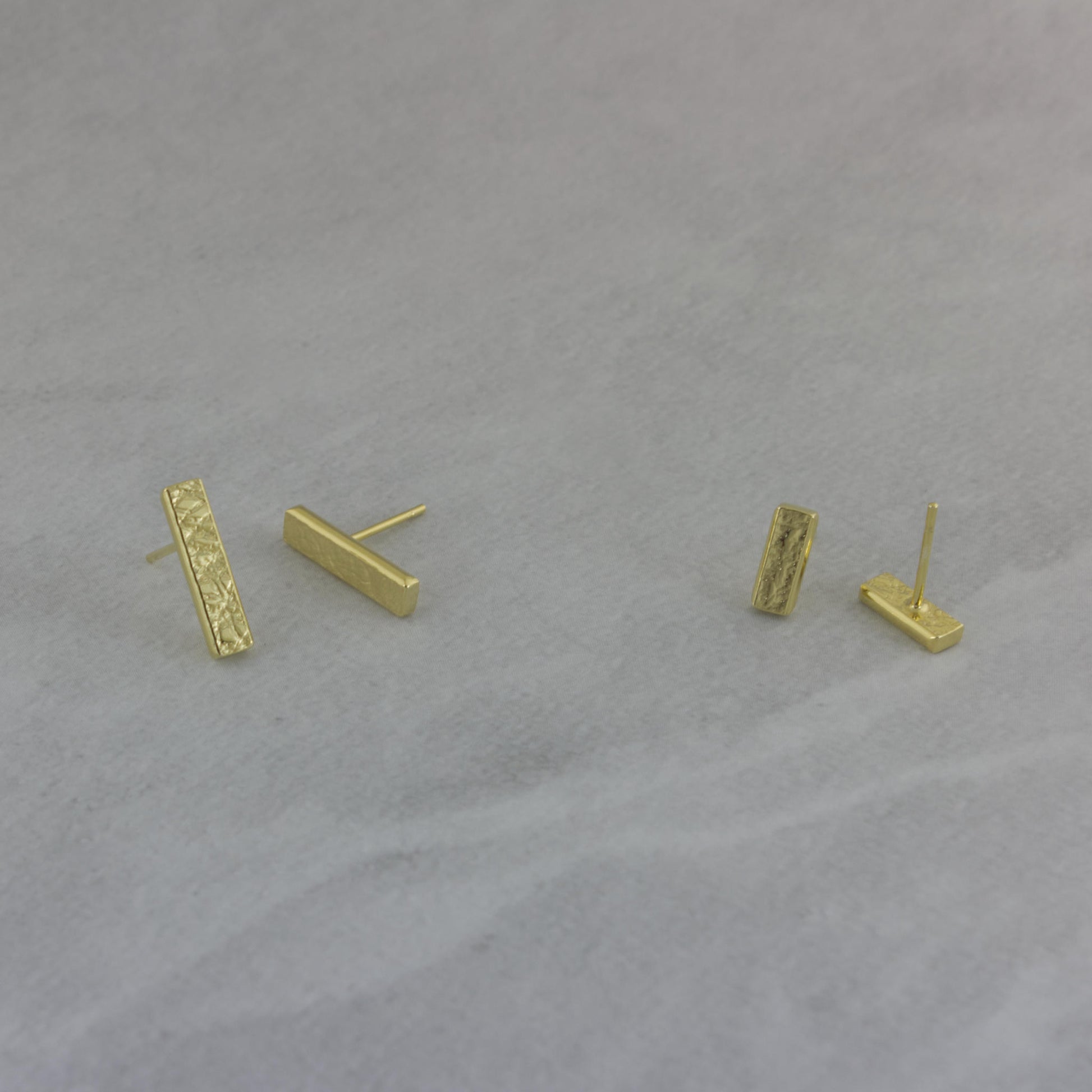 minimalist gold bar and mini bar stud earrings made in christchurch nz