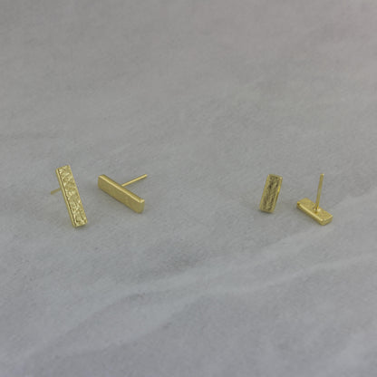 minimalist gold bar and mini bar stud earrings made in christchurch nz