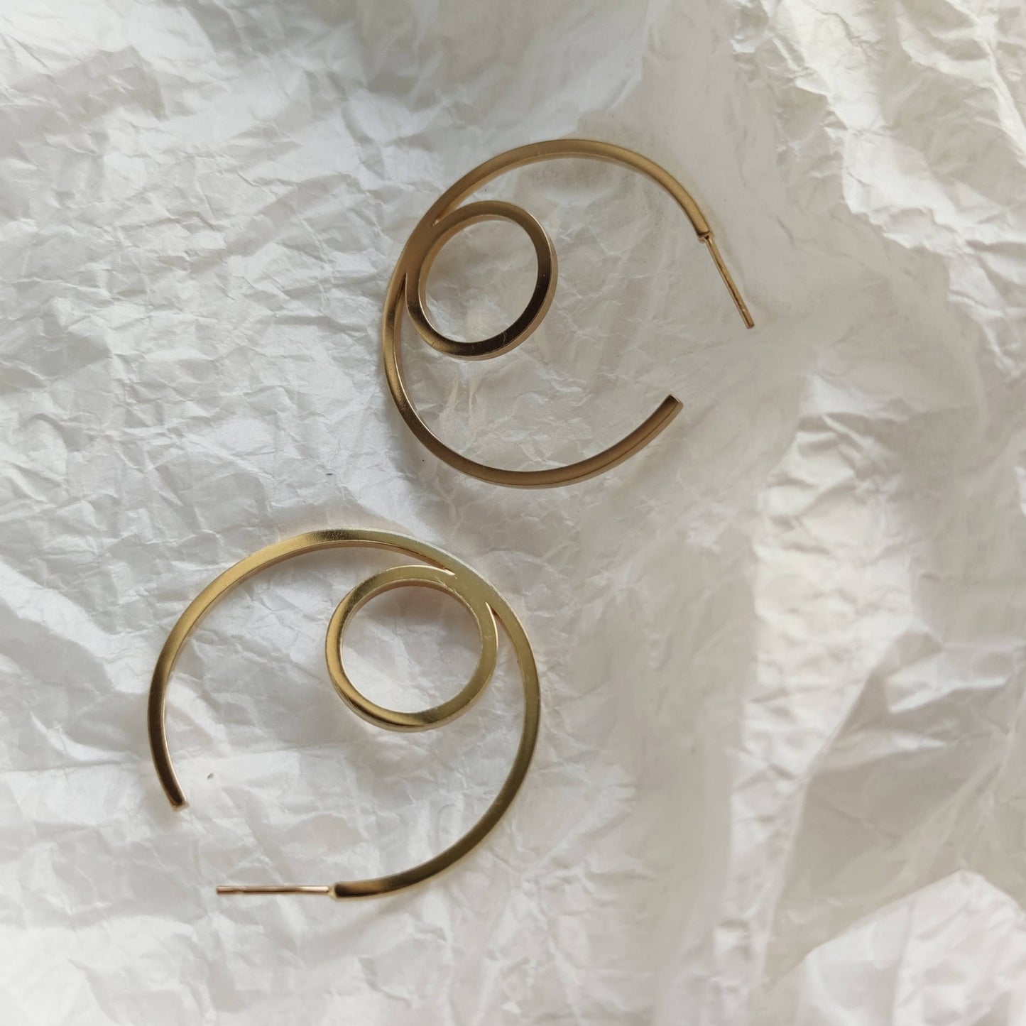 ethically handmade gold double circle hoop earrings
