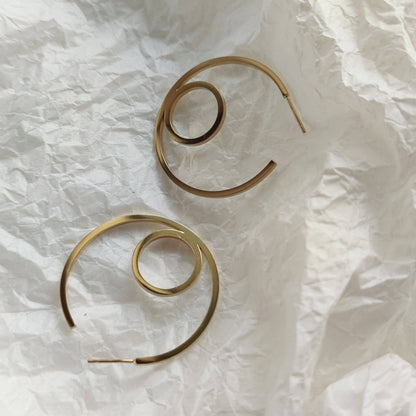 ethically handmade gold double circle hoop earrings