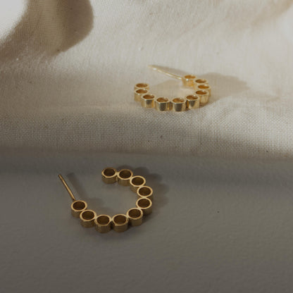 handcrafted gold elements hoop earrings