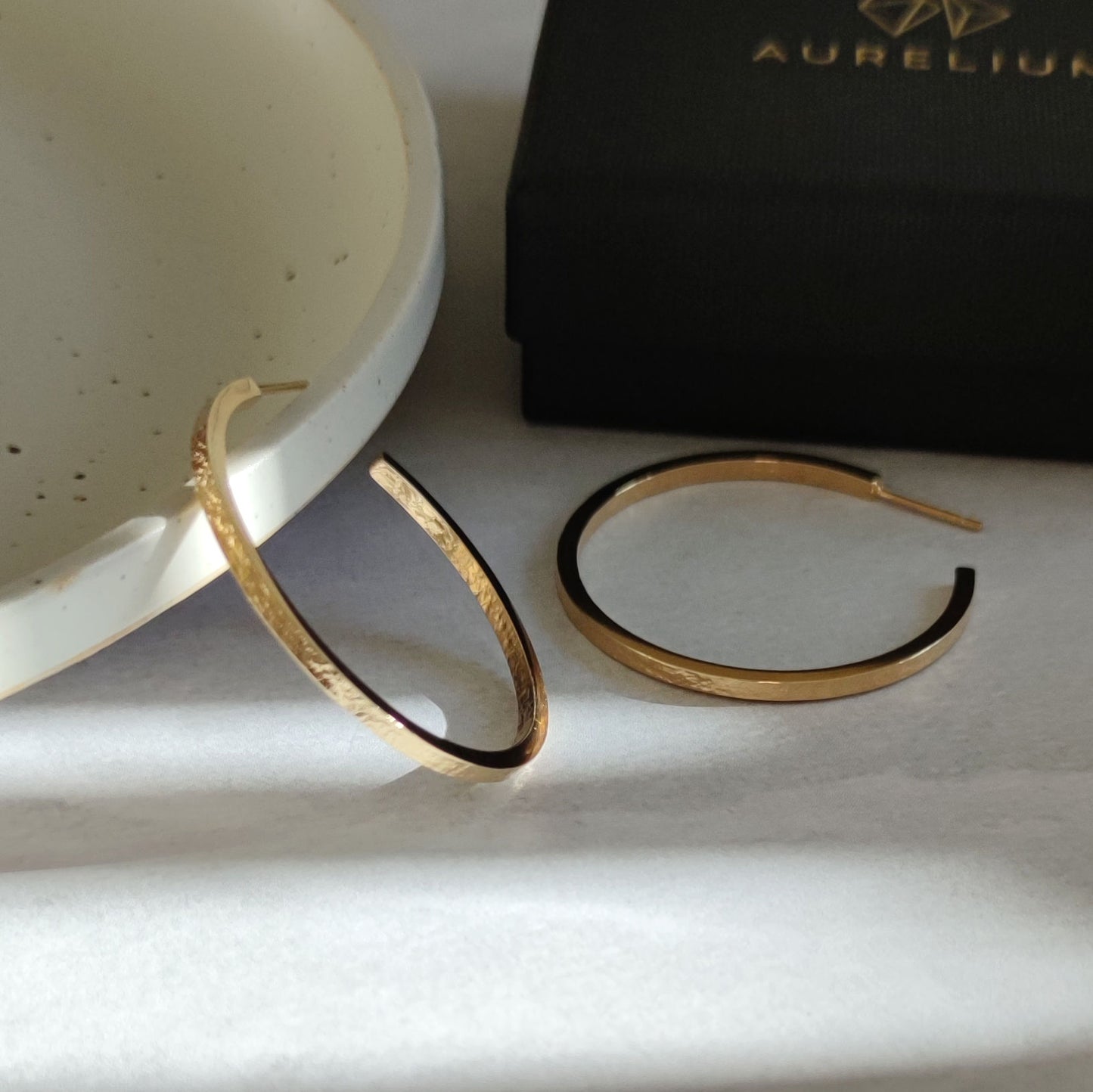 handmade textured gold hoops crafted in christchurch nz