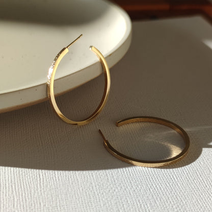 minimalist gold texture hoop earrings large by aurelium