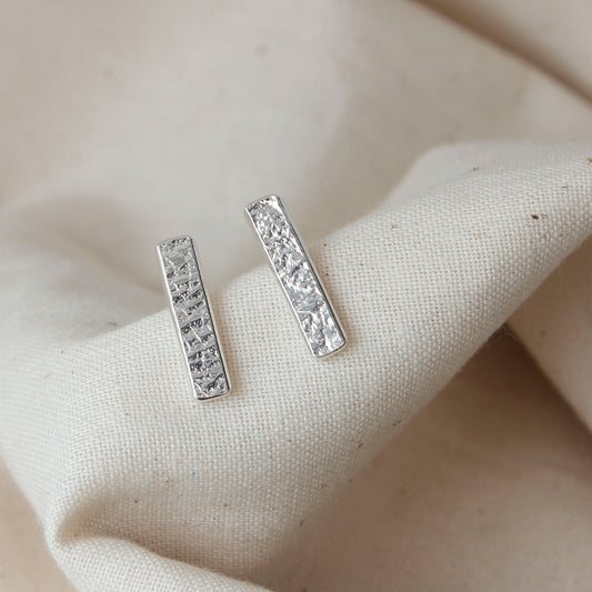 minimalist textured bar stud earrings for everyday wear