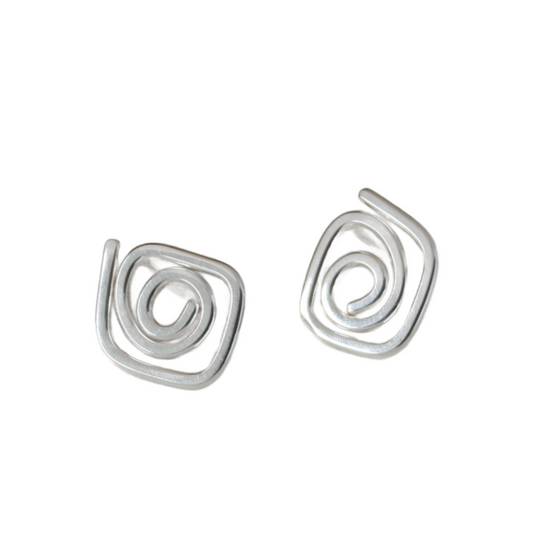 minimalist handmade diamond swirl stud earrings 