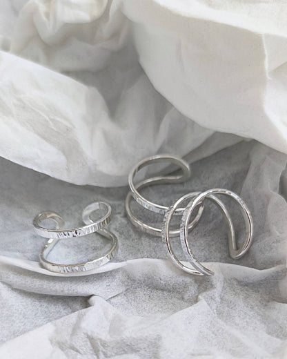 minimalist sterling silver textured wrap ring by aurelium nz