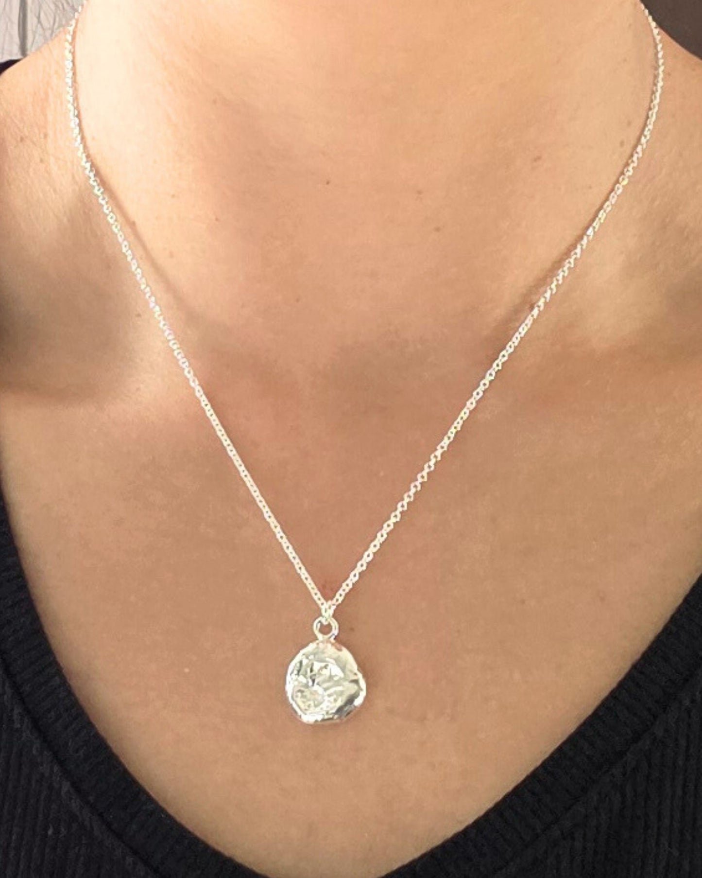 Molten Imprint Swirl Pendant | Silver