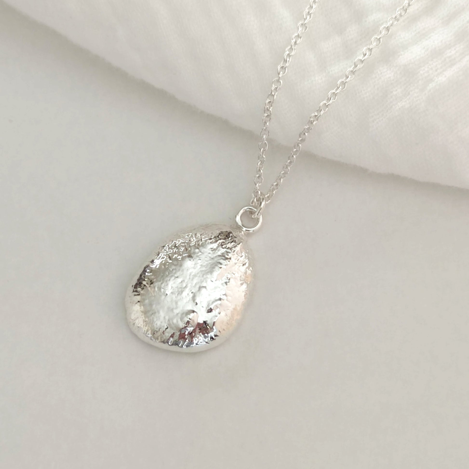 chunky oval necklace made from recycled sterling silver