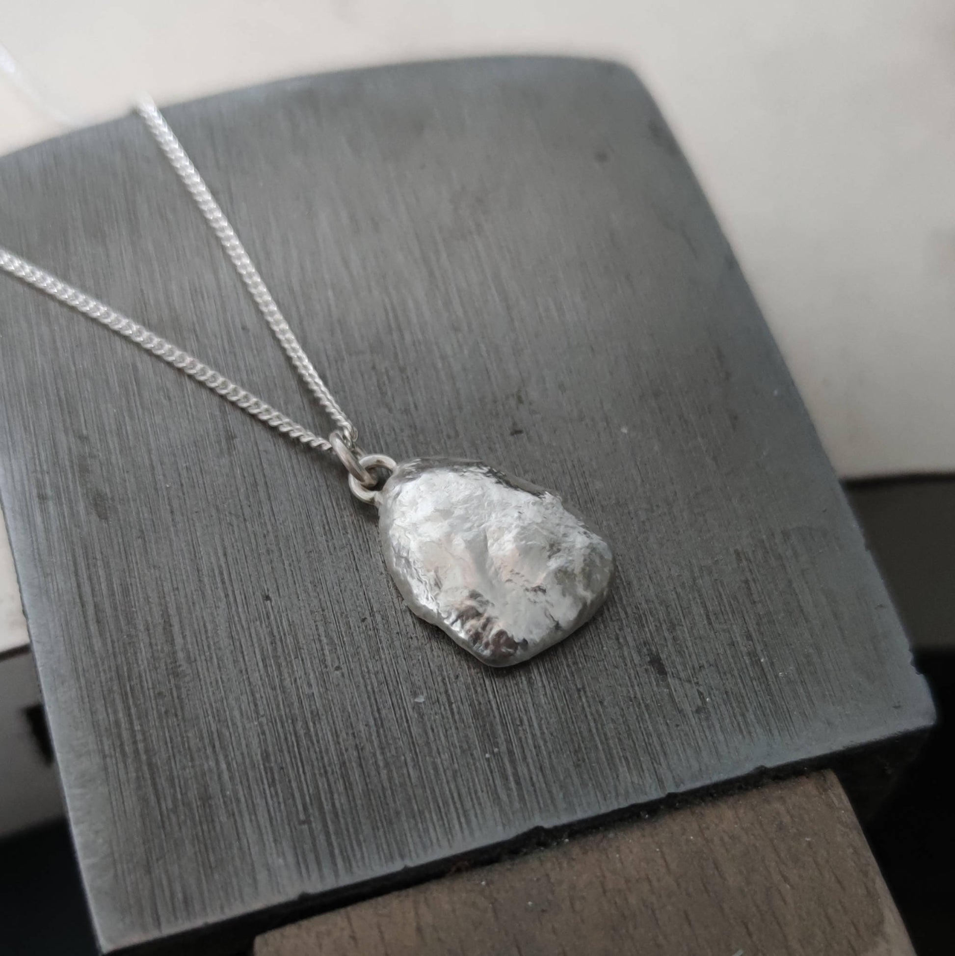 unique textured freeform pendant in sterling silver