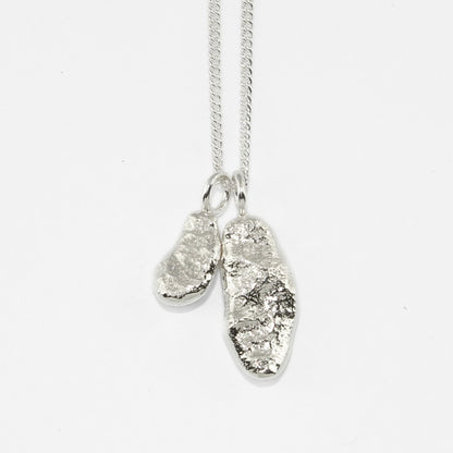 Molten Droplet Duo Pendant | Silver