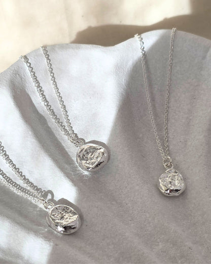 artisan molten sterling silver textured pendants by aurelium nz