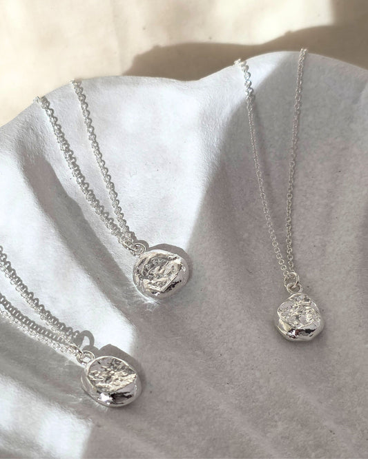 artisan molten sterling silver textured pendants by aurelium nz