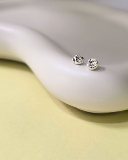 Mini Molten Stud Earrings | Silver