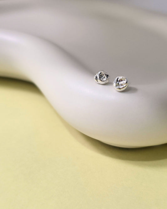 Mini Molten Stud Earrings | Silver