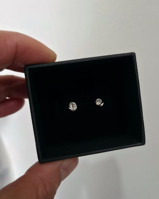 Mini Molten Stud Earrings | Silver