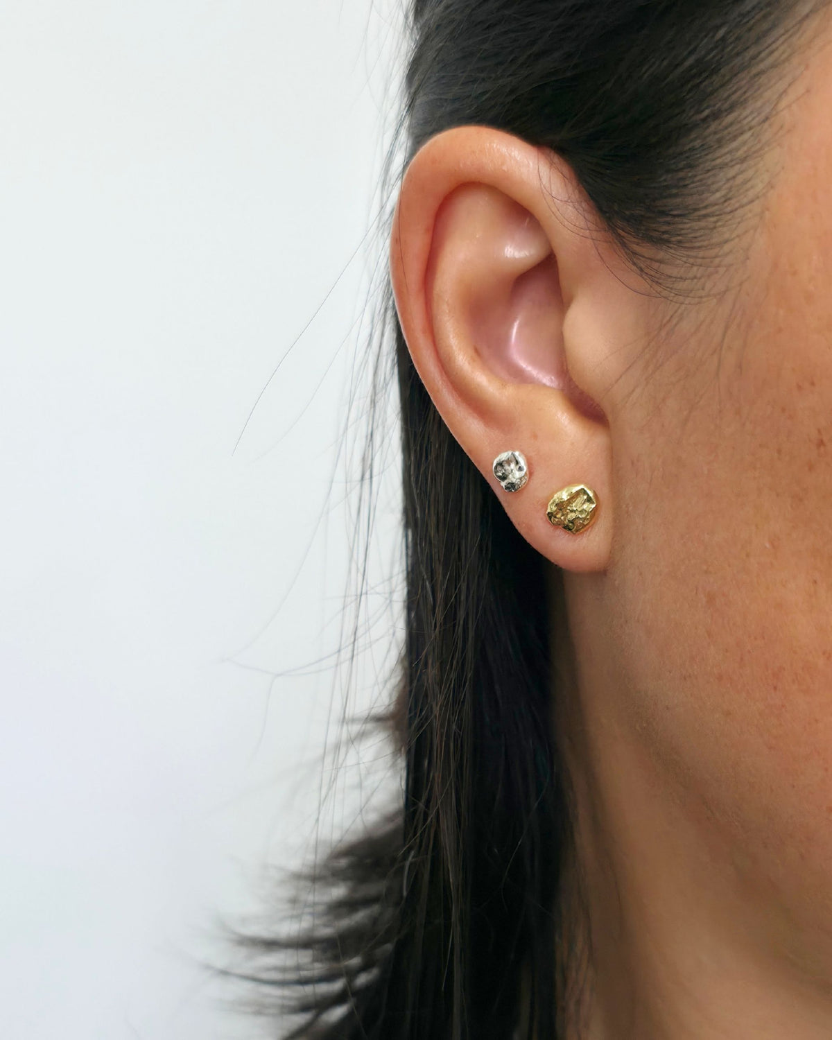 Mini Molten Stud Earrings | Silver